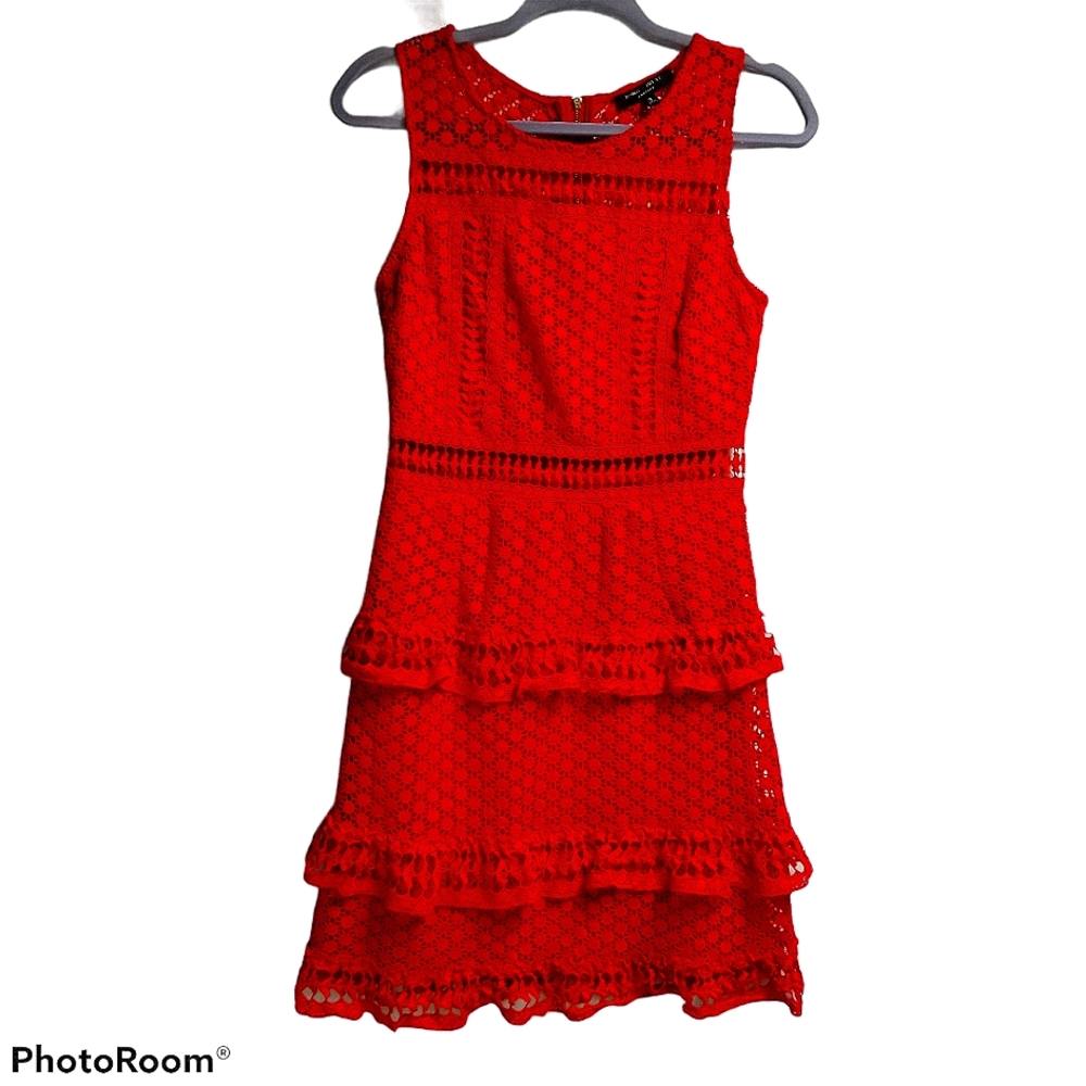 Romeo+Juliet Red Lace Midi Sleeve Less Dress S